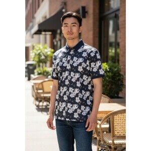 NWOT Mizzen+Main Versa Polo Mens M Birmingham Floral UPF 50+ Moisture Wicking
